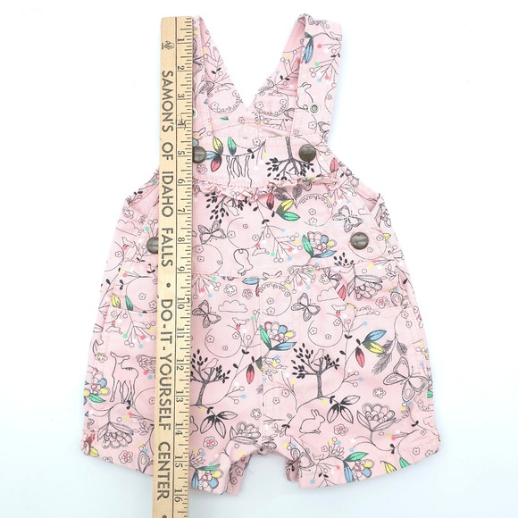 Carhartt Canvas Shortalls Kids Pink Floral Woodland Animal Print 9M - Picture 5 of 5